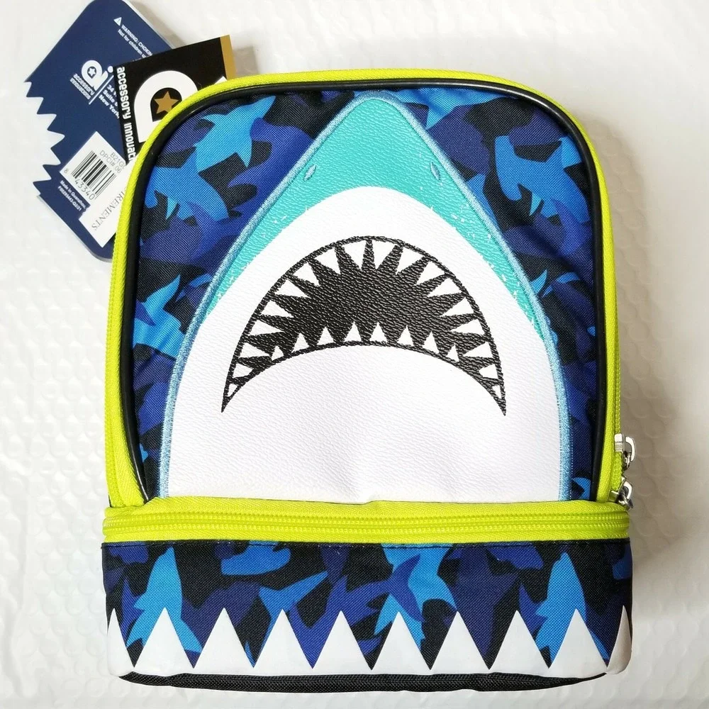 Kids Shark Camo Lunch Bag‎ Insulated Double Compartment